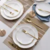 Plates White Ceramic Golden Stroke Decorative Porcelain Dinner Plate Steak Pasta Dishes El Restaurant Serving Tray