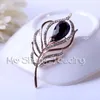 Brooches 2022 Elegant Rhinestone Jewelry Fashion Crystal Feather Hijab Pins For Women Wedding Dress