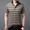 Polo da uomo Camicia da uomo Polo da uomo in cotone traspirante Hosre Modello 2022 Summer Business Design a strisce Manica corta Para Hombre F8869