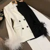 Women's Suits Blazers Fashion Designer Jacket Women's Classic Feather Cuffs Blazer Chic Blazer Coat Ladies Double Breasted Outerwear Stylish Tops 221130