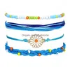 Bracelets de charme Colorf Daisy Perle Mix Braid Bracelets Femmes Filles Bijoux Cadeau DIY Charme Corde Tournesol Pendentif Bracelets Drop Livraison Dh0Kh