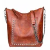 Rivet Pu Day Pack Trendy Shoulder Purse for Ladies With Studs Trims Zipper Sluiting Travel Bag JA047