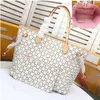 6 Farben Gitter 2 Stück Set Tote Qualität Taschen Frauen PU Leder Handtasche Damen Designer High Lady Clutch Geldbörse Retro Umhängetasche Whit Pures