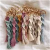 Schlüsselanhänger Rame Wristlet Schlüsselanhänger Lanyard Geflochtener Schlüsselanhänger Riemen Lobster Claw Boho Ring Zubehör Lehrer Geschenk Großhandel Drop Delive Dhelx