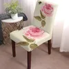 Housses de chaise Rose avec des gouttes de rosée couverture extensible pour salle à manger Spandex housses siège mariage Banquet El