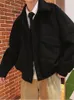 Men's Jackets Gmiixder Fleece Sweatshirt Cardigan Boy Winter Button Up Woolen Coat Students Harajuku Style Lapel Short Thick Top 221129