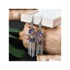 Stud Fashion Jewelry Vintage Baroque Geometric Earrings Rhinstone Flower Tassel Dangle Drop Delivery Dhlow
