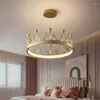 펜던트 램프 2022Crown 북유럽 현대 LED 샹들리에 간단한 거실 침실 크라운 크리스탈 램프