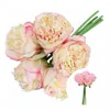 Fiori decorativi 1Pc Fiore di simulazione Composizione floreale colorata Pianta artificiale 5 Peonia testa