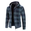 Herentruien Winterjas Casual Slim Plaid Print Fleece Dikke Warm Hooded Cardigan Hoogwaardige katoen 221130