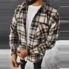 メンズジャケットファッション秋の冬の男性ボタンシャツコートクールなストリートカジュアルジャケット印刷されたチェッカーウール服男性221129