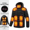남성 재킷 15 난방 구역 전기 코트 USB 충전 열 따뜻한 재킷 가열 후드 야외 운동복 221129
