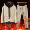 Mens Tracksuits Winter Thick Sports Suit Tracksuit Hooded Sportswear Zipper Cardigan Hoodedelastic Pants Casual Set Windbreaker 221130