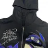 Kvinnors hoodies tröjor män skalle lila tryck streetwear överdimensionerad jacka goth harjujuku y2k kläder grunge zip 221129