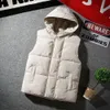 Hommes Gilets Blanc Gilet Veste Avec Capuche Hommes Vêtements De Mode Style Coréen À Capuche Quilting Gilet Manteau Hommes Automne Hiver Veste Sans Manches 221130