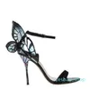 Sophia webster evangeline ange-wing talon haut sandal papillon raminestone sandales en cuir cloute