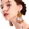 Dangle Chandelier Bohemian Fashion Jewelry Womens Wood Beads 직조 귀걸이 수제 술 DHEMM DHEMM