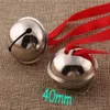 Décorations de Noël 10pcs Silver Jingle Bell 38mm Cloches avec ruban rouge Collier pour animaux de compagnie durable 221130