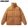 Mens Down Parkas Single Road Winter Jacket mode koreansk hög krage varm bomull vadderad kappa manlig blixtlås casual s 221129