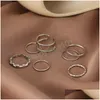 Bandringen 7 stks mode sieraden ring set metal holle ronde opening dames vinger voor meisje dame feest bruiloft geschenken drop levering dheh4