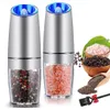 Mills 2st Set Electric Pepper Mill rostfritt stål Automatisk tyngdkraft Shaker Salt och Grinder Kitchen Spice Tools 221130