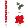 Juldekorationer 2m 10Led Flanell Artificial Flower Garland String Lights Xmas Tree Ornament 2022 Inomhus utomhusheminredning