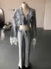 Dwuczęściowe spodnie damskie DEAT AUTUMN PROIRIVALS DŁUGO TASSEL Single Single Button Denim Krótki Jackethigh Talia Pełna dżinsy Zestaw Kobiety MK359 221130