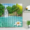 Rideaux de douche 3D cascade thème forêt paysage bain tissu imperméable rideau ensemble Nature paysage salle de bain écran Kurtyny