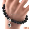 Charm-Armbänder 12 Stile Est Mode Natürlicher Lavastein Gebetskette Charms Armbänder Antifatigue Vulkangestein Herren Damen Diffuse Dhtuo