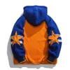 Men's Hoodies Sweatshirts Winter Lambswool Thicken Warm Star Embroidery Patchwork Mens Fashion Casual Oversized Loose Pullovers Unisex 221129