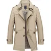 Jackets masculinos homens da primavera outono de cor s￳lida lazer jaqueta longa moda moda moda algod￣o sobretudo casaco de quebra -vento homens casaco 221130