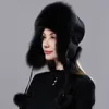 Trapper Hats Natural Fur Russian tion Hat with Ears Ushanka Women Winter Warm Fluffy Stylish Female Tail Cap Fashion Real 221129