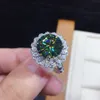 18k Rose Gold 3Ct Green Moissanite Eng Engagement Anelli da nucleo per donne per feste da sposa