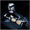 37-38 cm auto stuurwielafdekking Daisy bloem auto interieur decoratie gebreide stuurwielhoes universele auto-accessoires