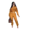 Calças de duas peças femininas Conjunto de outono Mulheres Manga longa Zipper Jaqueta Top Pant Suit de calça elegante Ladies Party Club Streetwear 2 set 221130