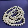 Collana lunga con catene da 33 pollici e 10-11 mm di perle bianche naturali