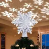 Noel Süslemeleri Ağaç Topper LED Star Projector 3D Glitter Hollow Dönen Kar Tanesi Işıkları Partisi Tatil Kapalı Dekor 221130