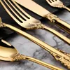 Dinnerware Sets 1 Piece Gorgeous Gold Flatware Set Antique Silverware Glossy Hollow Handle Stainless Steel Cutlery Hostess Serving Utensil