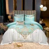 Juegos de cama Super King 4 piezas de algodón satinado rico sedoso funda nórdica conjunto bordado Patchwork suave sábana fundas de almohada 221129