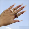 Bandringen Dames Alloy Hart Opening Finger Rings vrouwelijke acryl kralen vierkante hand sieraden sets Europese geometrische gemengde kleur clust dhfxa