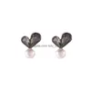 Stud Fashion Jewelry Women Crystal Heart Earrings Cute Peach Pearl Stud Drop Delivery Dhit7