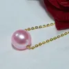Chains ZHIXI Real Freshwater Pearl Pendant Necklace 7-8mm Round Pink And 18K Gold Chain Women's Fine Jewelry 2022 D346