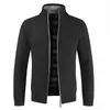 Mens Sweaters Autumn Winter Polyester Stand Collar Long Sleeve Cardigan Knitted Zipper Loose Solid Fashion Casual 221130