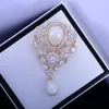 Broches OKILY Vintage femmes grande perle de mariée Zircon strass goutte d'eau broche bijoux charme fête de mariage scintillant