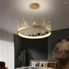 Lâmpadas pendentes 2022crown nórdico moderno lustre ladrelier simples sala de estar lâmpada de cristal coroa