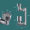 Rabinets de lavabo de salle de bain Bubbler de bras mécanique robinet universel sottise tournante 1080 degrés