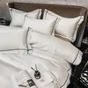 Juegos de ropa de cama Blanco Gris Algodón egipcio El Juego de funda nórdica 600TC Fibra larga Sedoso Suave y fácil Juego de fundas Sábana Fundas de almohada 221129