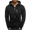 Heren Hoodies Sweatshirts Harajaku Modis Sport Lange mouw Rits Katoen Heren Winter Casual Effen Zwart 221130