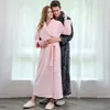 Men's Robes Winter Plus Size Long Coral Fleece Bathrobe Kimono Warm Flannel Bath Robe Cozy Night Sleepwear Women Dressing Gown 221130