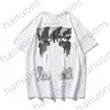 Men's T-shirts Trendy White Liberty Print Arrow Short Sleeve Versatile Loose and Women's T-shirt Printed Letter x on the Back